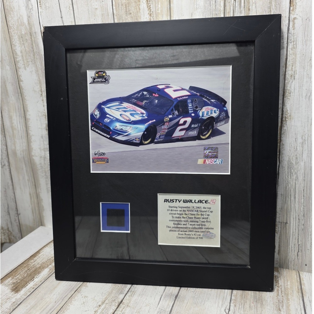 Rusty Wallace 2005 NASCAR Race Used Tire Relic Framed Limited Edition 61/500 - Picture 10 of 14